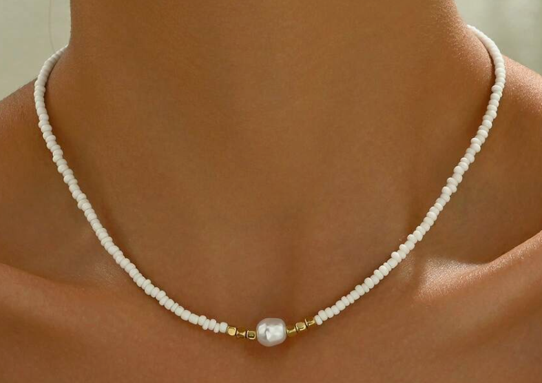 Opal Faux Pearl Choker